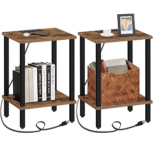 tutotak end table with charging station side table with usb ports and outlets nightstand 2-tier storage shelf sofa table for small space tb01bb041