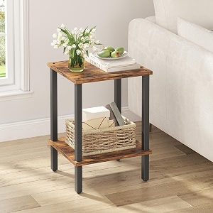tutotak end table side table nightstand 2-tier storage shelf sofa table for small space living room bed room tb01bb034