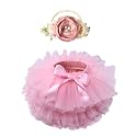 Tutu.kk Toddler Tutu Skirt for Baby Girl with Diaper Cover, Soft Baby Tutu Dress 0-36 Months with Flower Headband
