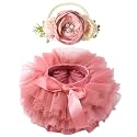 Tutu.kk Toddler Tutu Skirt for Baby Girl with Diaper Cover, Soft Baby Tutu Dress 0-36 Months with Flower Headband