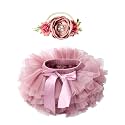 Tutu.kk Toddler Tutu Skirt for Baby Girl with Diaper Cover, Soft Baby Tutu Dress 0-36 Months with Flower Headband