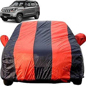 tuv 300 dustproof car cover with mirror pockets red blue stripes taffeta polystertriple stitched compatible with mahindra tuv 300 car cover 2015 to 2024 tuv 300 car accessories