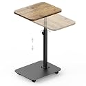 TV Tray Table Heavy Metal Base with Wheel Swivel/Adjustable Height Couch Table, Sofa Arm End Side Table for Living Room and Bedroom, Bed or Small Spaces