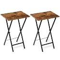 Acovy TV Tray Table Set of 2, TV Dinner Tray, Folding Table, Foldable TV Trays, Side Table for Bed, Couch, Portable and Small Easy to Move, Rustic Brown