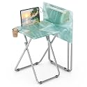 TV Trays Table Set of 2 Portable Folding TV Tray Table TV Dinner Tray with Sturdy MDF, Small Folding Tables with Phone &amp; Tablet Slot, No Assembly Required, 15 x 18.9 x 25.6 in (Sea Blue Marble, 2Pcs)