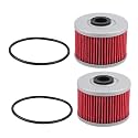 Tvent 112 HF112 Oil Filter w Cover O-Rings Replacement for Kawasaki KLX110 KLX140 KX450F CRF250L CRF250M CBR250R CBR300R CB300F XR650L XR250 XR400R (Pack of 2)