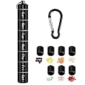 Tvoip Portable Pill Case Keychain Waterproof 7 Days Pill Holder Travel Pill Container Portable Medicine Keychain Daily Airtight Pill Organizer for Outdoor Camping Travel (Black)