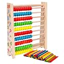 Tvoip Wooden Abacus for Kids Math with 100 Beads and 100 Counting Sticks Educational Math Games Preschool Learning Toys Learning Number Abacus for Toddler, Mathematics Toy Beads Game