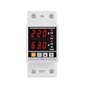 TVPS1-63 Dual Display 40A 63A 230V 63A 110V DIN Rail Adjustable Digital Over and Under Voltage Relay Surge Protector Limit Overcurrent Protection(80A)