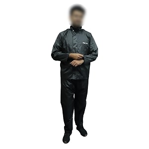 tvs men biker polyester rain coat black x large