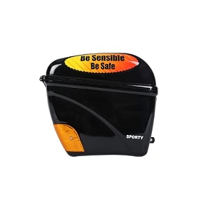 tvs bike side luggage box black with lock and reflector with be sensible amp be safe slogan plastic colorglossy black