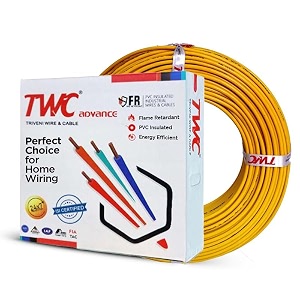 twc advance yellow 4 sqmm 180 meter  copper wire  hrfr heat resistant flame retardant lead-free cable  low smoke halogen-free wire for home amp industrial electrical wiring