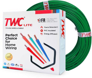 twc lite single core 075 sqmm green 90 meter electrical wire - fr pvc 075 sqmm green 90 m wire green
