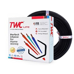 twc lite black 10 sqmm 45 meter  copper wire  hrfr heat resistant flame retardant lead-free cable  low smoke halogen-free wire for home amp industrial electrical wiring