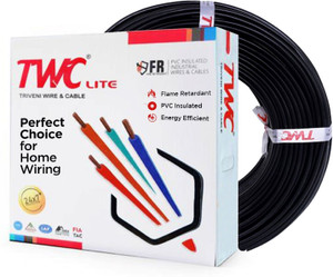 twc lite single core electric wire for domestic  industrial purposepvc copper wire 25 sqmm black 90 m wire black