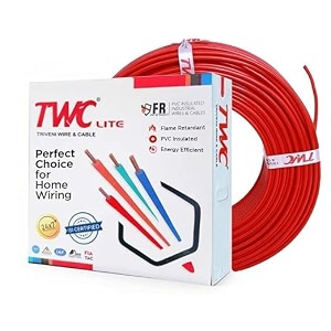 twc lite red 10 sqmm 45 meter  copper wire  hrfr heat resistant flame retardant lead-free cable  low smoke halogen-free wire for home amp industrial electrical wiring
