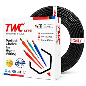 twc lite black 6 sqmm 45 meter  copper wire  hrfr heat resistant flame retardant lead-free cable  low smoke halogen-free wire for home amp industrial electrical wiring