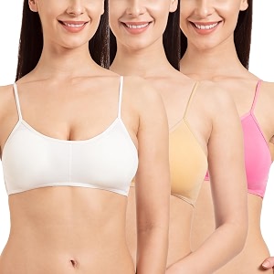 tweens - bralette cage bra - non padded - 5 back straps - removable cups - full coverage - cotton seamless bra pack of 2