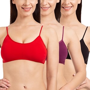 tweens - bralette cage bra - non padded - 5 back straps - removable cups - full coverage - cotton seamless bra pack of 2