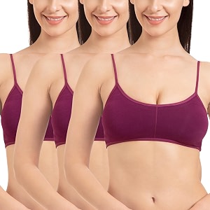 tweens - bralette cage bra - non padded - 5 back straps - removable cups - full coverage - cotton seamless bra pack of 2