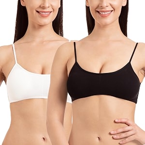 tweens - bralette cage bra - non padded - 5 back straps - removable cups - full coverage - cotton seamless bra pack of 2