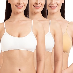 tweens - bralette cage bra - non padded - 5 back straps - removable cups - full coverage - cotton seamless bra pack of 2