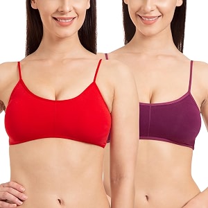 tweens - bralette cage bra - non padded - 5 back straps - removable cups - full coverage - cotton seamless bra pack of 2