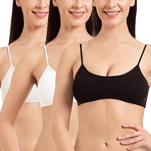 tweens - bralette cage bra - non padded - 5 back straps - removable cups - full coverage - cotton seamless bra pack of 2