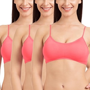 tweens - bralette cage bra - non padded - 5 back straps - removable cups - full coverage - cotton seamless bra pack of 2
