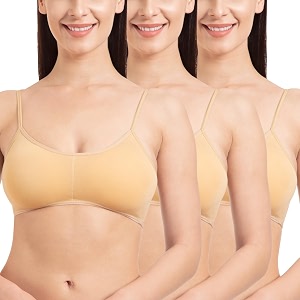tweens - bralette cage bra - non padded - 5 back straps - removable cups - full coverage - cotton seamless bra pack of 2