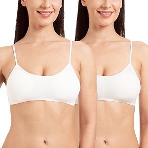 tweens - bralette cage bra - non padded - 5 back straps - removable cups - full coverage - cotton seamless bra pack of 2