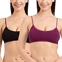 Tweens - Bralette Cage Bra - Non Padded - 5 Back Straps - Removable Cups - Full Coverage - Cotton Seamless Bra (Pack of 2)
