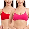 Tweens - Bralette Cage Bra - Non Padded - 5 Back Straps - Removable Cups - Full Coverage - Cotton Seamless Bra (Pack of 2)