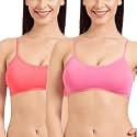 Tweens - Bralette Cage Bra - Non Padded - 5 Back Straps - Removable Cups - Full Coverage - Cotton Seamless Bra (Pack of 2)