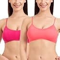 Tweens - Bralette Cage Bra - Non Padded - 5 Back Straps - Removable Cups - Full Coverage - Cotton Seamless Bra (Pack of 2)
