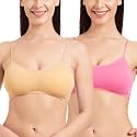 Tweens - Bralette Cage Bra - Non Padded - 5 Back Straps - Removable Cups - Full Coverage - Cotton Seamless Bra (Pack of 2)