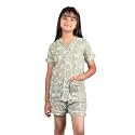Tweeny Mini Girls Kids Night Suit | Sleepwear | Nightwear | Sleep Suit Summer Half Sleeves Shirt &amp; Shorts Combo Pure Rayon Floral Print for Girls Kids