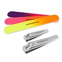 Tweezerman Stainless Steel Nail Clipper Combo Set with 3 Nail Files Neon