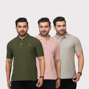 TWEUNBOY Solid Men Polo Neck Multicolor T-Shirt