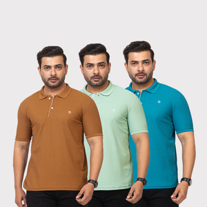 TWEUNBOY Solid Men Polo Neck Multicolor T-Shirt