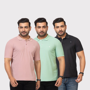 TWEUNBOY Solid Men Polo Neck Multicolor T-Shirt