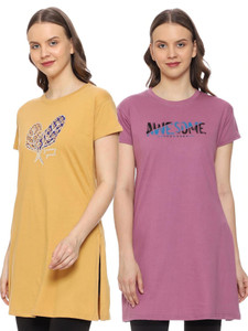 TWF Typography Women Round Neck Multicolor T-Shirt