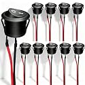 Twidec/10Pcs 12V Round Rocker Switch AC 6A/250V 10A/125V SPST 2 Pin 2 Position On/Off Toggle Switch for Car Boat Automotive RV Black with Pre-soldered Wires KCD1-X-Y