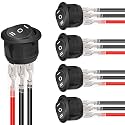 Twidec/5Pcs 12V Round Rocker Switch ON/Off/ON AC 6A/250V 10A/125V SPST 3 Pin 3 Position Toggle Switch for Car Boat Automotive RV Black with Wires KCD1-5-103-ON-OFF-ON