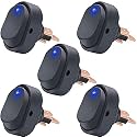 Twidec/5Pcs LED Lighted Rocker Switch Toggle 12V 30A SPST 3 Pin On-Off Blue Round Dot Switch for Car Boat Marine ASW-20D-BU