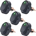 Twidec/5Pcs LED Lighted Rocker Switch Toggle 12V 30A SPST 3 Pin On-Off Green Round Dot Switch for Car Boat Marine ASW-20D-G
