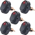 Twidec/5Pcs LED Lighted Rocker Switch Toggle 12V 30A SPST 3 Pin On-Off Red Round Dot Switch for Car Boat Marine ASW-20D-R