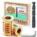Twidec/60PCS 1/4"-20 Threaded Inserts for Wood Furniture Screw-in Nut Wood Inserts Bolt Assortment Kit with M6 Hex Wrench (1/4"-20 x20mm) N-059-1/4x20