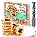 Twidec/80PCS 1/4"-20 Threaded Inserts for Wood Furniture Screw-in Nut Wood Inserts Bolt Assortment Kit with M6 Hex Wrench (1/4"-20 x15mm) N-059