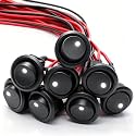 Twidec/8Pcs SPST Round Dot Lighted Rocker Switch Toggle Control for Car Or Boat 20A 12V DC On/Off White LED Light with Pre-soldered Wires KCD2-102N-W-X